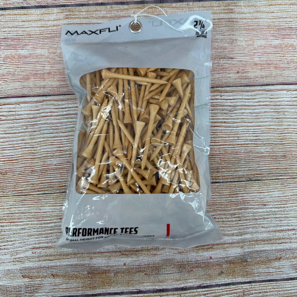 Maxfli Performance Tees 200 Count Natural Wood 2 3/4 Inch Golf Tees MX317 NEW